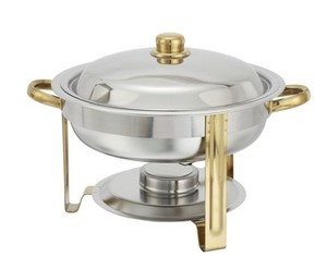 lot 11630 image: Winco 203 Malibu Ss  Gold 4 Quart Round Chafer