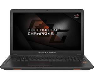 lot 1989 image: $$ ASUS ROG GL753VE Gaming Laptop 17.3 FHD (1920 x 1080) Glossy Display Intel 7th Gen i7-7700HQ 16GB RAM 1TB HDD  128GB SSD 4GB NVIDIA GeForce GTX 1050Ti Graphics Metalic Black - Retail $1500