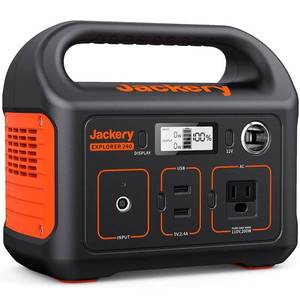 lot 1990 image: $$ Jackery Portable Power Station Explorer 240, 240Wh Backup Lithium Battery, 110V200W Pure Sine Wave AC Outlet, Solar Generator (Solar Panel Not Included) for Outdoors Camping Travel Hunting Emergency - Retail $220