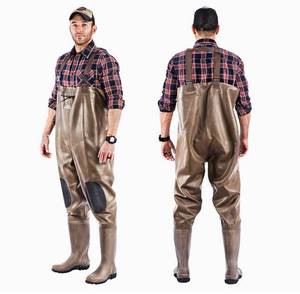 lot 1996 image: WeaArco Rubber Chest Waders for Men with Boots Fly Fishing Bootfoot Heavy Duty Mens All-Rubber Waterproof adjustable shoulder strap with quick-release buckle Durable Overall Pants, Cleated or Felt Outsole Size 12, Color, Brown