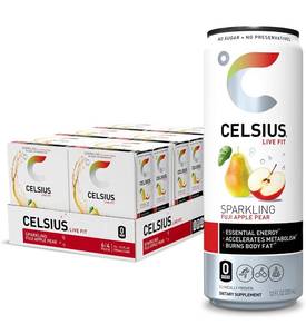 lot 1997 image: CELSIUS Essential Energy Drink 12 Fl Oz, Sparkling Fuji Apple Pear (Pack of 24)