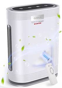 lot 1998 image: $$ AZEUS True HEPA Air Purifier for Home, up to 1080 sq ft Large Room, UV light  Ionic Generator  Office or Commercial Space  Filter 99.97% Pollen, Smoke, Dust, Pet Dander  Auto Mode  Air Quality Sensor  Night Light - Retail $300