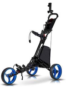 lot 5864 image: WIN.MAX Golf Push Cart 3 Wheel Caddy Cart Pushcart with Foot Brake-Stylish Scorecard Holder-Detachable Umbrella Holder-Easy to Fold Golf Cart