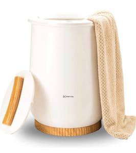lot 5877 image: Keenray Bucket Style Towel Warmers, Luxury Bucket Towel Warmer, Large Towel Warmer for Bathroom, Auto Shut Off, Fits Up to Two 40X70 Oversized Towels, Bathrobes, Blankets, PJs and More, White, CL1