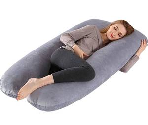 lot 5880 image: Koreyosh Pregnancy Pillow Full Body Pillow Velvet Maternity Pillow for Pregnant Woman Total Body Pillow with Machine-Washable Cover,Grey (U-Shaped)