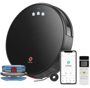 lot 5886 image: $$ Lefant Robot Vacuum and Mop, Robotic Vacuum Cleaner with 3200Pa Suction, Smart Navigation, 150 Mins Runtime, Works with Alexa and Google Assistant, Self-Charging, Ideal for Pet Hair,Floor,Carpet - Retail $260