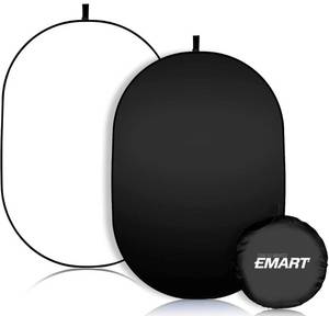 lot 5964 image: EMART Collapsible Photography Backdrop Kit, 5 x 6.5ft Portable Popup Background Panel, 2-in-1 Foldable White Black Screen for Photo, Portrait, Headshot, Zoom