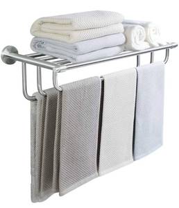 lot 5984 image: Alise Bathroom Lavatory Towel Rack Towel Shelf with 3 Towel Bars Wall Mount Holder,24-Inch SUS 304 Stainless Steel Brushed Nickel Finish