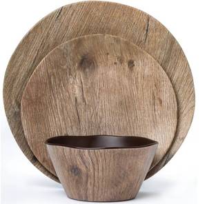 lot 5988 image: Craft & Kin Woodgrain Melamine Dinnerware Set