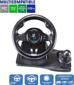 lot 5989 image: Superdrive - GS550 steering racing wheel with pedals, paddles, shifter and vibration for Xbox Serie XS, PS4, Xbox One, PC (programmable for all games
