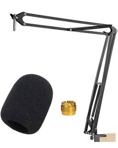 lot 5993 image: YOUSHARES Rode NT1A Mic Stand with Pop Filter - Microphone Boom Arm Stand with Foam Windscreen Cover for Rode NT1A, NT2 A, NTK, K2