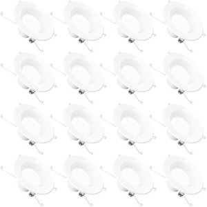 lot 5994 image: Sunco Lighting 16 Pack 56 Inch LED Recessed Downlight, Smooth Trim, Dimmable, 13W75W, 965 LM, 2700K Soft White, Damp Rated, Simple Retrofit Installation - UL  Energy Star