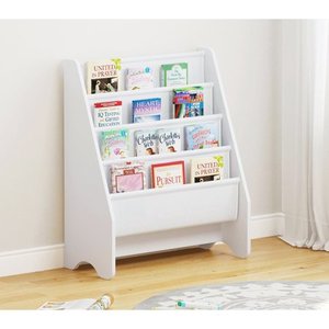 lot 6704 image: UTEX Kids Sling Bookshelf, Magazine Rack - Book Rack for Kids,Book Organizer (White)