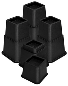 lot 6710 image: Utopia Bedding Adjustable Bed Furniture Risers - Elevation in Heights 3, 5 or 8 Inch Heavy Duty Risers for Sofa and Table - Supports up to 1,300 lbs - (87Piece Set, Black) Missing one Small Riser