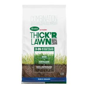 lot 6729 image: Scotts Turf Builder THICKR LAWN Sun & Shade, 4,000 sq. ft, 3-in-1 Solution