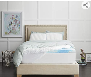 lot 6737 image:  SealyChill&nbsp Gel  Comfort Memory Foam Mattress Topper with Pillowtop Washable Allergen Resistant Cover, King (F02-00161-KG0) , White, Heavy Mattress Topper