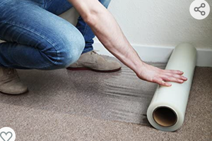 lot 6738 image: Kenley Carpet Protector Self Adhesive Plastic Protection Film 36 X 200 for Stairs Rug Carpet Floor Runner - Heavy Duty Puncture & Water Resistant - Reverse Wind Roll