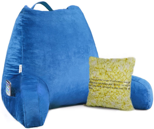 lot 6741 image: Vekkia Reading &amp Bed Rest Pillow with Support Arms, Pockets, Memory Foam. Perfect Back Support Cushion for Adults ReadingWatching TVSitting Up in Bed Extra Foams Incl. Customize Softness-18