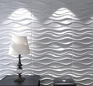 lot 6743 image: Art3d Decorative 3D Wavy Wall Panel Design Pack of 12 Tiles 32 Sq.Ft (Plant Fiber)