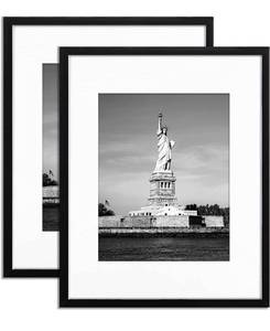 lot 6747 image: ENJOYBASICS 16x20 Picture Frame Black Poster Frame,Display Pictures 11x14 with Mat or 16x20 Without Mat,Wall Gallery Photo Frames,2 Pack