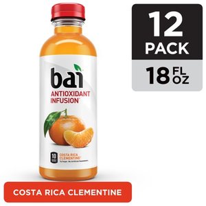 lot 13690 image: Bai Flavored Water, Costa Rica Clementine, Antioxidant Infused Drinks, 18 Fluid Ounce Bottles, 12 count - Lot of 2