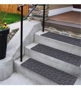 lot 13695 image: Aucuda Stair Treads, 6 Stair Treads for Wooden Steps, Stair Treads Carpet for Outdoor Stairs, Carpet Stair Treads with Rubber Backing, 8.5 x 30 Outdoor Stair Treads, Grey Stone Pattern