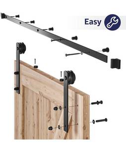 lot 13701 image: SMARTSTANDARD 6.6ft Heavy Duty Sturdy Sliding Barn Door Hardware Kit -Smoothly and Quietly -Easy to install -Includes Step-By-Step Installation Instruction Fit 36-40 Wide Door Panel (I Shape Hanger)