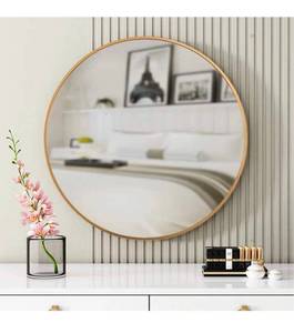 lot 13708 image: FANYUSHOW 20 Gold Circle Mirror for Wall Mounted, Modern Brushed Brass Metal Frame Circular Mirror for Wall Decor, Vanity, Living Room, Bedroom