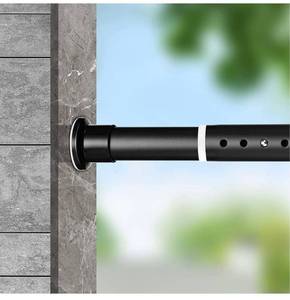 lot 13710 image: Oxdigi Room Divider Tension Curtain Rod Long  102.4 - 122.1 inches Large No Drilling Adjustable Window Curtain Rod for Bathroom, Shower Indoor Decor  Black