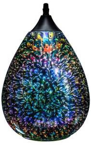 lot 13713 image: 3d Glass Pendant Light, Modern Kitchen Pendant Lighting with Colored Hammered Shade, 3D Reflection Glass Hanging Pendant Ceiling Light Fixture for Living Room Bedroom Island Restaurant Bar, 8in Chrome