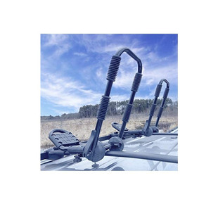 lot 13723 image: Best Marine Folding Kayak Roof Rack - Straps Included - Foldable J Bar Dual Mount Carrier for Car, Truck, SUV - Fits Kayaks & SUP Paddle Boards - Collapsible Rooftop Storage - Kayaking Accessories