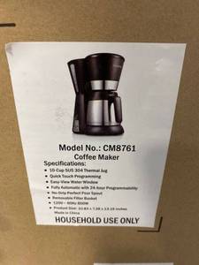 lot 13730 image: BonsenKitchen 10 Cup Programmable coffee Maker black and Steele