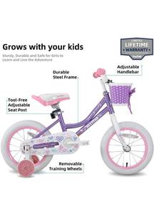 lot 13732 image: JOYSTAR Angel Girls Bike for Toddlers and Kids Ages 2-9 Years Old, 12 Inch Kids Bike with Training Wheels & Basket, 18 in Girl Bicycle with Handbrake & Kickstand