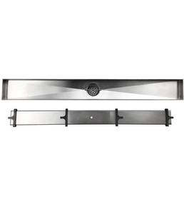 lot 13735 image: Neodrain 32-Inch Linear Shower Drain with Tile insert Grate,Professional Brushed 304 Stainless Steel Rectangle Shower Floor Drain Manufacturer,Floor Shower Drain With Leveling Feet, Hair Strainer