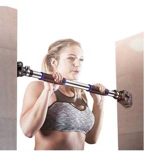 lot 13736 image: FEIERDUN Doorway Pull Up and Chin Up Bar Upper Body Workout Bar with No Screws & Safe Locking Mechanism for Home Gym Exercise Fitness Max Load 440 LBS (Blue, L28.336.2)