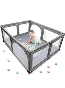 lot 13744 image: YOBEST Baby Playpen, Extra Large Playard, Indoor & Outdoor Kids Activity Center with Anti-Slip Base, Sturdy Safety Play Yard with Super Soft Breathable Mesh, Fence Play Area for Babies, Toddler