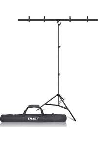 lot 13750 image: EMART T-Shape Portable Background Backdrop Support Stand Kit 5ft Wide 8.5ft Tall Adjustable Photo Backdrop Stand with 4 Spring Clamps