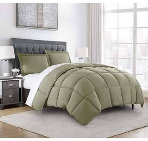 lot 14535 image: 3-Piece Down Alternative Comforter Set (Oversized King, Sage Green)