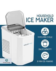 lot 14541 image: Countertop Ice Maker Machine Portable, Self Cleaning Function, Mini Ice Makers, Make 26 lbs ice in 24 hrs, Ice Cubes Ready in 6-8 Mins with Ice Scoop and Basket for HomeOfficeBar