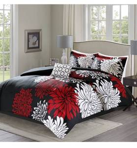 lot 14544 image: Comfort Spaces Enya Comforter Set-Modern Floral Bedding, Queen(90x90), RedBlack