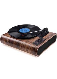 lot 14545 image: Record Player, VOKSUN Vintage Turntable 3-Speed Bluetooth Vinyl Player LP Record Player with Built-in Stereo Speaker, AMFM Function,and Aux-in & RCA Output, Natural Wood