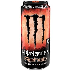 lot 14549 image: Monster rehab Energy Drink Peach Tea 21 Qty 15.5 Fl Oz cans