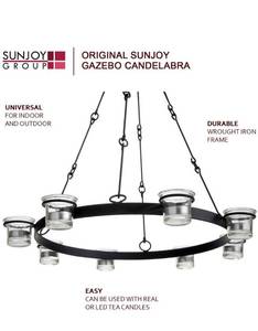 lot 14559 image: Sunjoy Illuminate Your Gazebo with This Fully Assembled 6 LED Cancle Hanging Chandelier