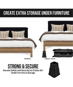 lot 14579 image: Utopia Bedding Adjustable Bed Furniture Risers - Elevation in Heights 3, 5 or 8 Inch Heavy Duty Risers for Sofa and Table - Supports up to 1,300 lbs - (8 Piece Set, Black)
