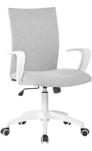 lot 14582 image: LIANFENG Office Chair Ergonomic Mid Back Swivel Chair Height Adjustable Desk Chair White Office Chair Computer Chair with Armrest Mid Size (Grey and White)