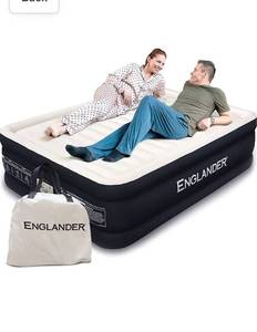 lot 14586 image: Englander Queen Size Air Mattress w Built in Pump - Luxury Double High Inflatable Bed for Home, Travel & Camping - Premium Blow Up Bed for Kids & Adults
