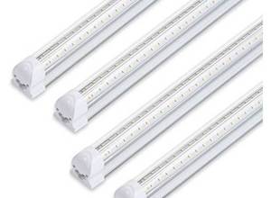 lot 15670 image: Sucuayeo Led Shop Light 2FT, 20W 2500lm 6000K Clear Cover, V-Shape, Linkable T8 LED Light Fixture and Under Cabinet Lights, Corded Electric with Built-in ONOff Switch (Lot of 4)