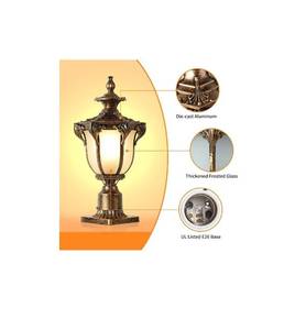 lot 15759 image: Lot Of 2 - LONEDRUID Outdoor Post Light Fixture Bronze Retro Exterior Pole Lantern with 3 inch Pier Mount Base for Garden Patio Pathway, UL Listed