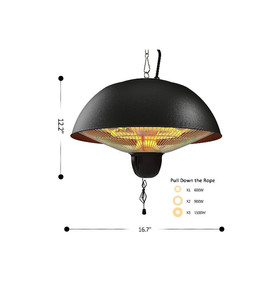 lot 15771 image: Hanging Patio Heater, 1500W OutdoorIndoor Electric Patio Heater, Infrared Patio Heater, Ceiling Electric Heater with 3 Adjustable Modes 600W900W1500W