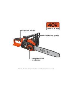 lot 15779 image: BLACKDECKER 40V Max Cordless Chainsaw, 12-Inch (LCS1240)